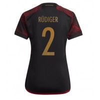 Camisa de time de futebol Alemanha Antonio Rudiger #2 Replicas 2º Equipamento Feminina Mundo 2022 Manga Curta